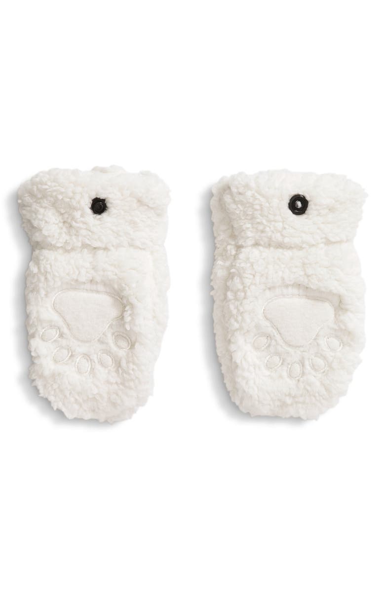 The North Face Baby Bear High-Pile Fleece Mittens, Alternate, color, White Dune