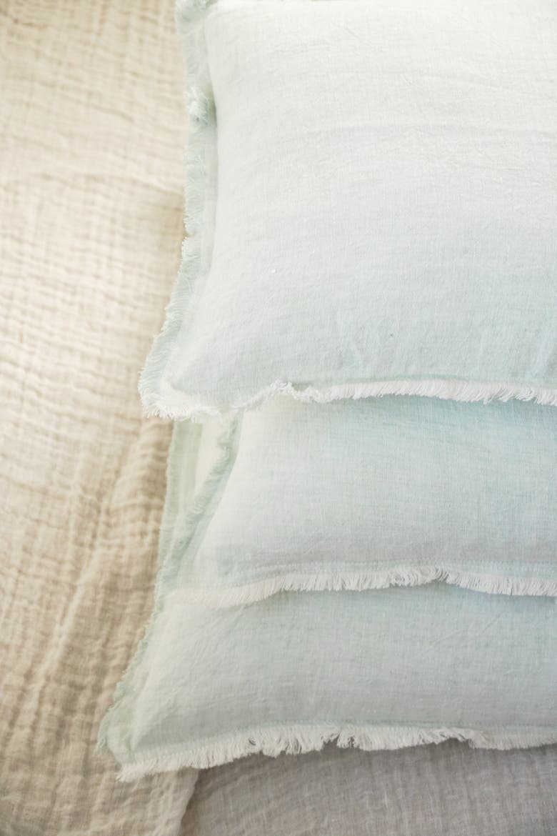 Fringe Soft Linen Pillow with Down Alternative Insert, Alternate, color, Light Aqua