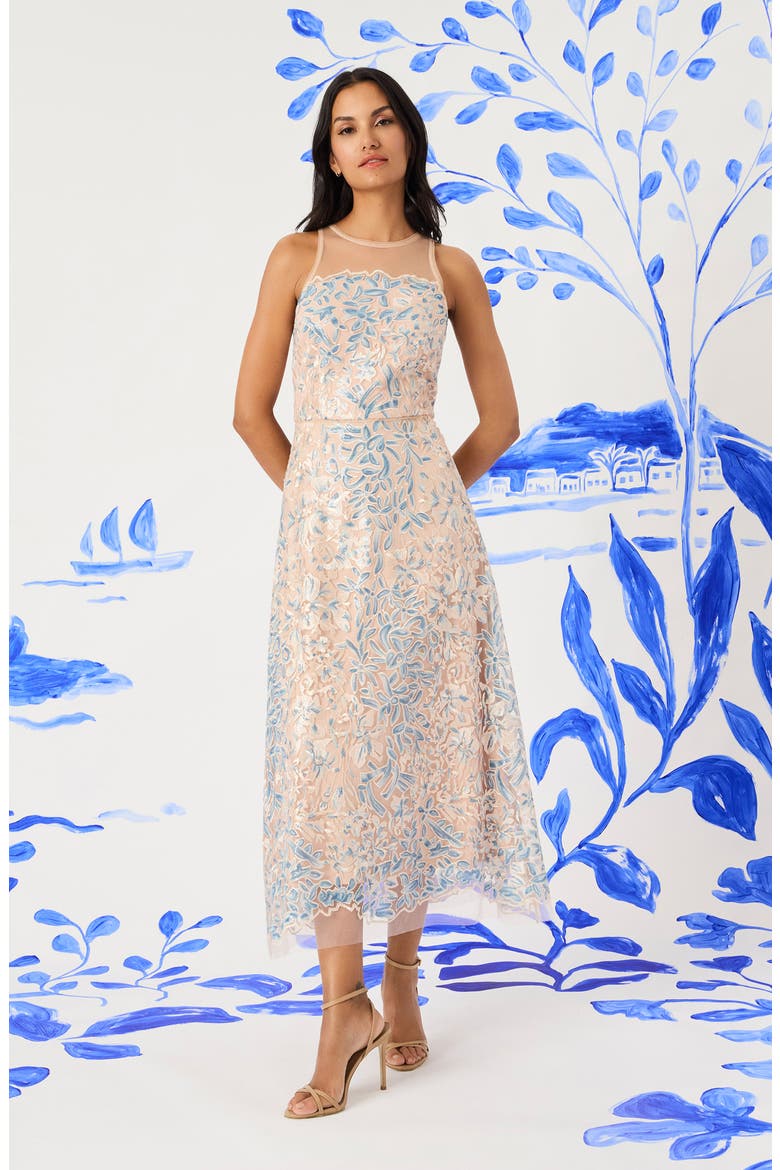Mesh Illusion Gem Gown, Alternate, color, BLUE/ BLUSH
