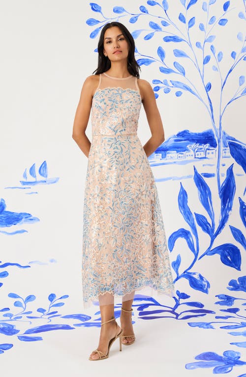 Maggy London Mesh Illusion Gem Gown In Multi