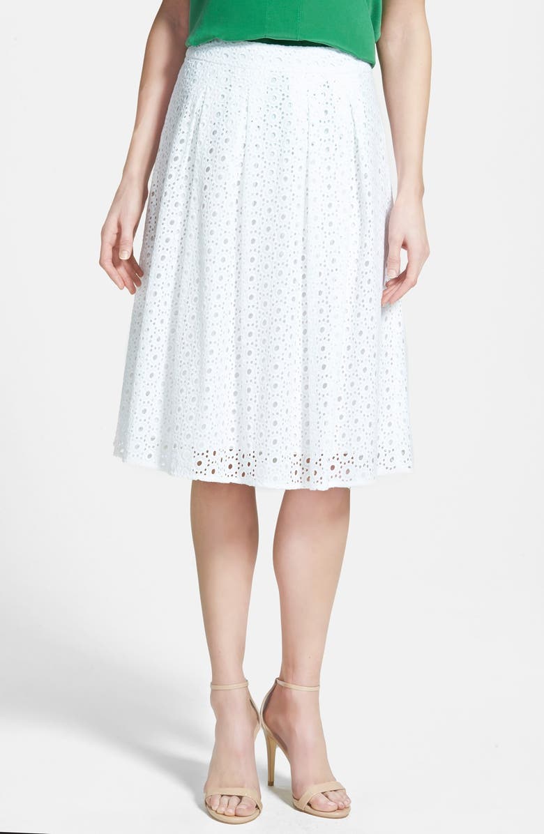 Halogen<sup>®</sup> Eyelet Pleat Front Skirt, Main, color, 