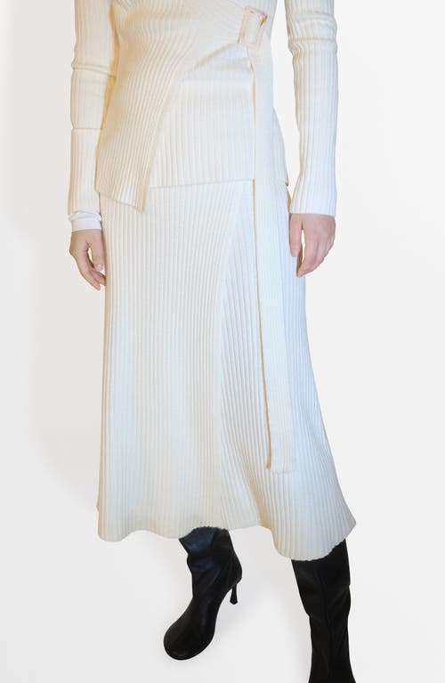 Mango Rib Knit Wrap Skirt In Ecru