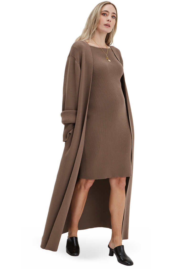 Emaline Full Length Maternity Cardigan, Alternate, color, Taupe