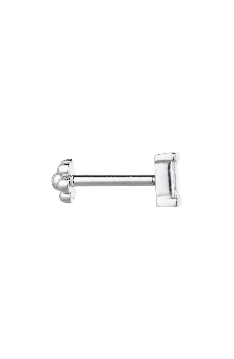 MARIA TASH Diamond Baguette Single Threaded Stud Earring, Alternate, color, White Gold