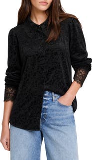 BY DESIGN Vetiver Burnout Floral Shirt