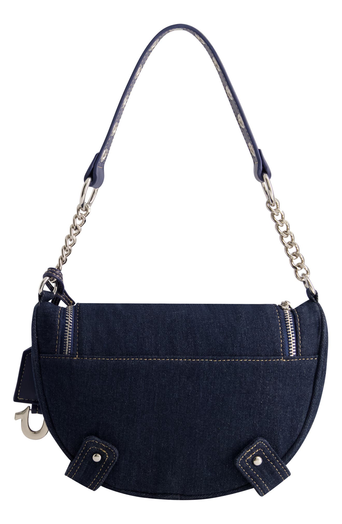 True Religion Grommet Strap Denim Shoulder Bag, Alternate, color, Denim