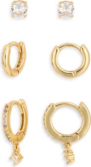NORDSTROM RACK 3-Pack Assorted Stud & Hoop Earrings Set