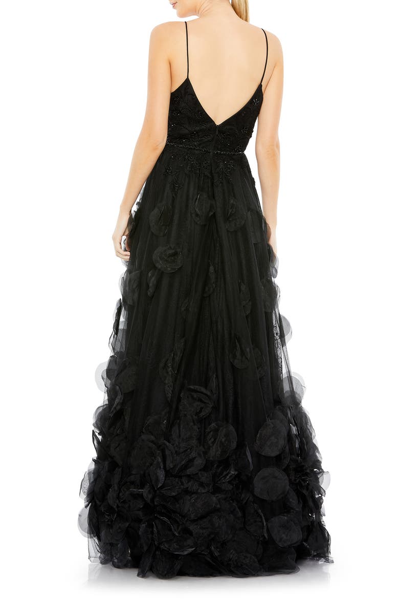 Women's Embellished Floral High Low Sleeveless Gown, Alternate, color, BLACK
