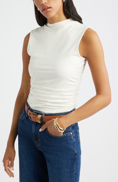 Ruched Mock Neck Tank