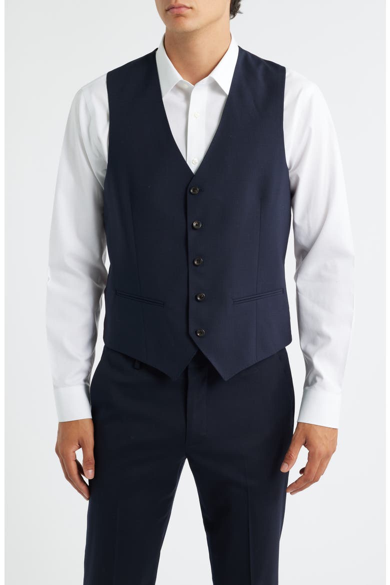 Owen Five-Button Stretch Wool Vest, Main, color, NAVY