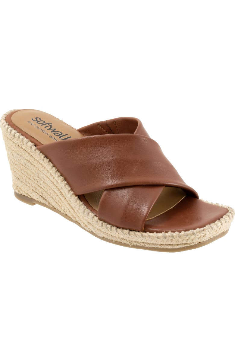 SoftWalk<sup>®</sup> Hastings Espadrille Platform Wedge Slide Sandal, Main, color, Cognac