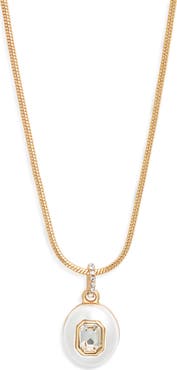Nordstrom Crystal Inlay Oval Pendant Necklace