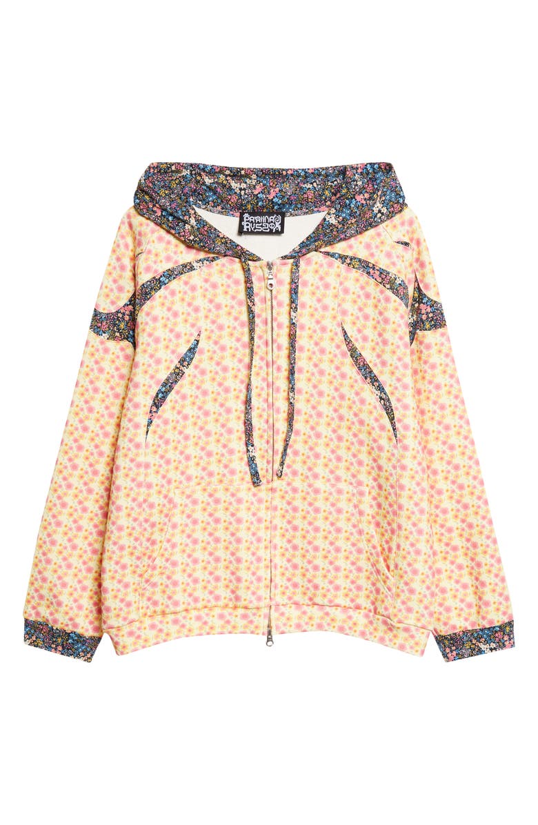 Paolina Russo Mixed Floral Print Full Zip Hoodie, Main, color, Pink/ Cream Flower