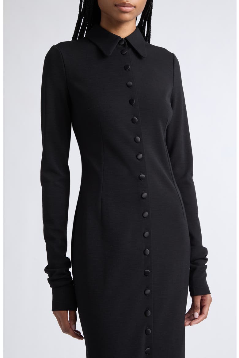 Long Sleeve Wool Blend Jersey Cocktail Dress, Alternate, color, BLACK
