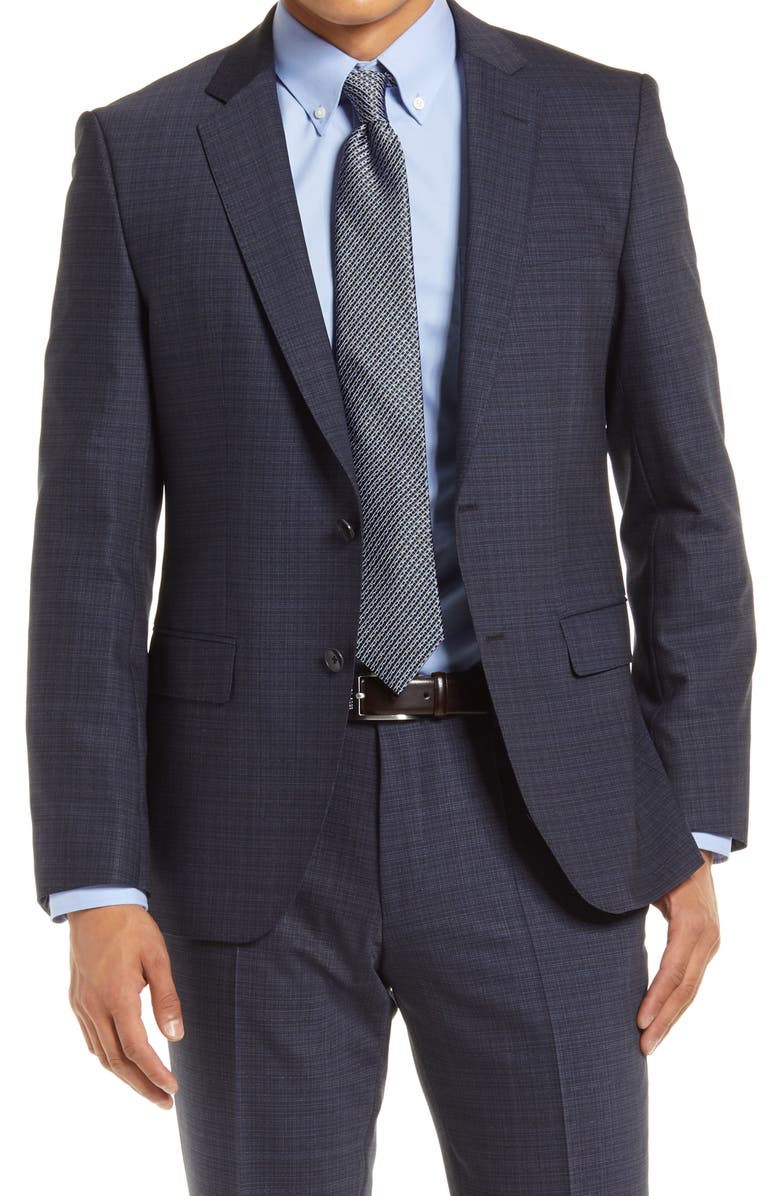 BOSS Huge/Genius Slim Fit Microcheck Suit, Alternate, color,
