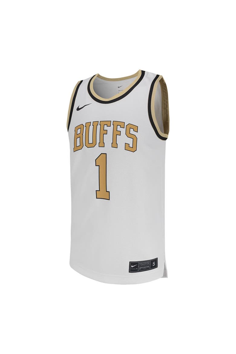 Men's Nike #1 White Colorado Buffaloes Replica Basketball Jersey, Alternate, color, White