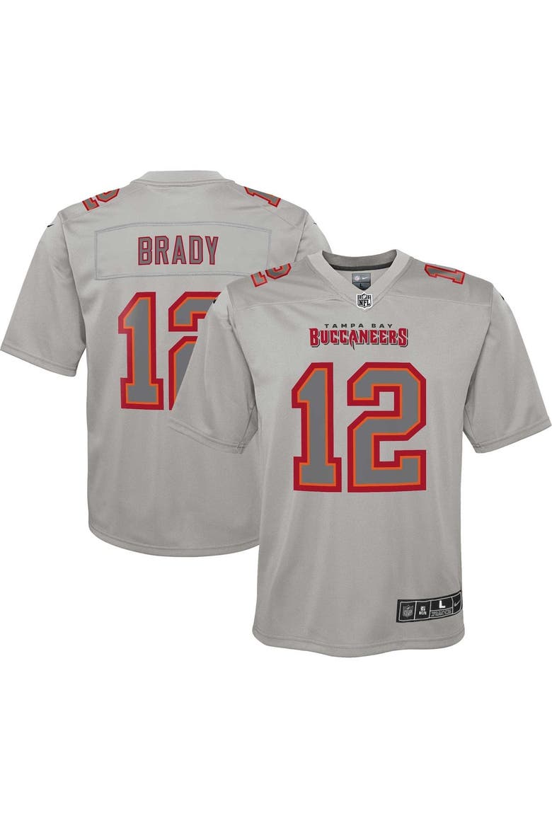 Youth Nike Tom Brady Gray Tampa Bay Buccaneers Atmosphere Game Jersey, Main, color, Gray