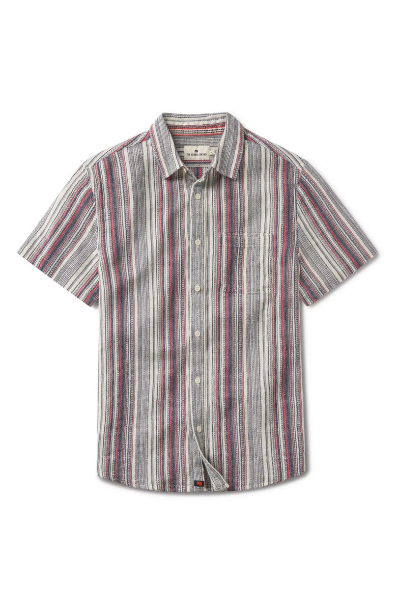 The Normal Brand Freshwater Short Sleeve Button-Up Shirt, Alternate, color, Americana Stripe