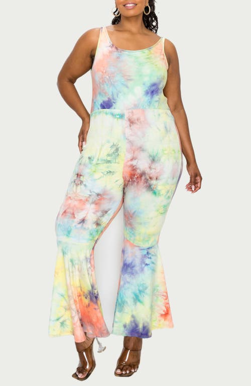 L I V D Kelse Sleeveless Flare Jumpsuit In Purple/yellow