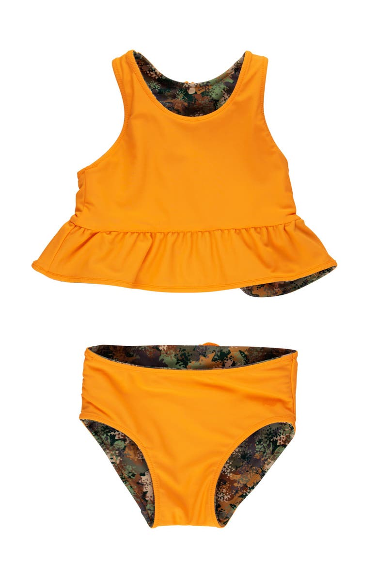 RuffleButts UPF50 Sun Protected Reversible Peplum Tankini, Alternate, color, Classic Camo