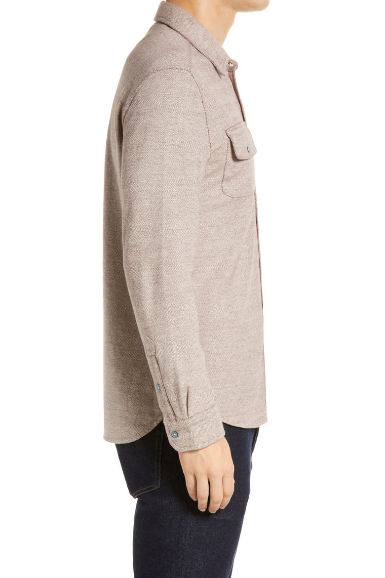 Textured Knit Long Sleeve Button-Up Shirt, Alternate, color, OXBLOOD