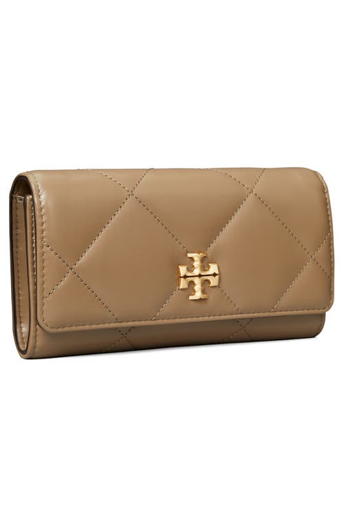Tory Burch Kira Diamond Quilted Leather Flap Wallet In Taupe Oak