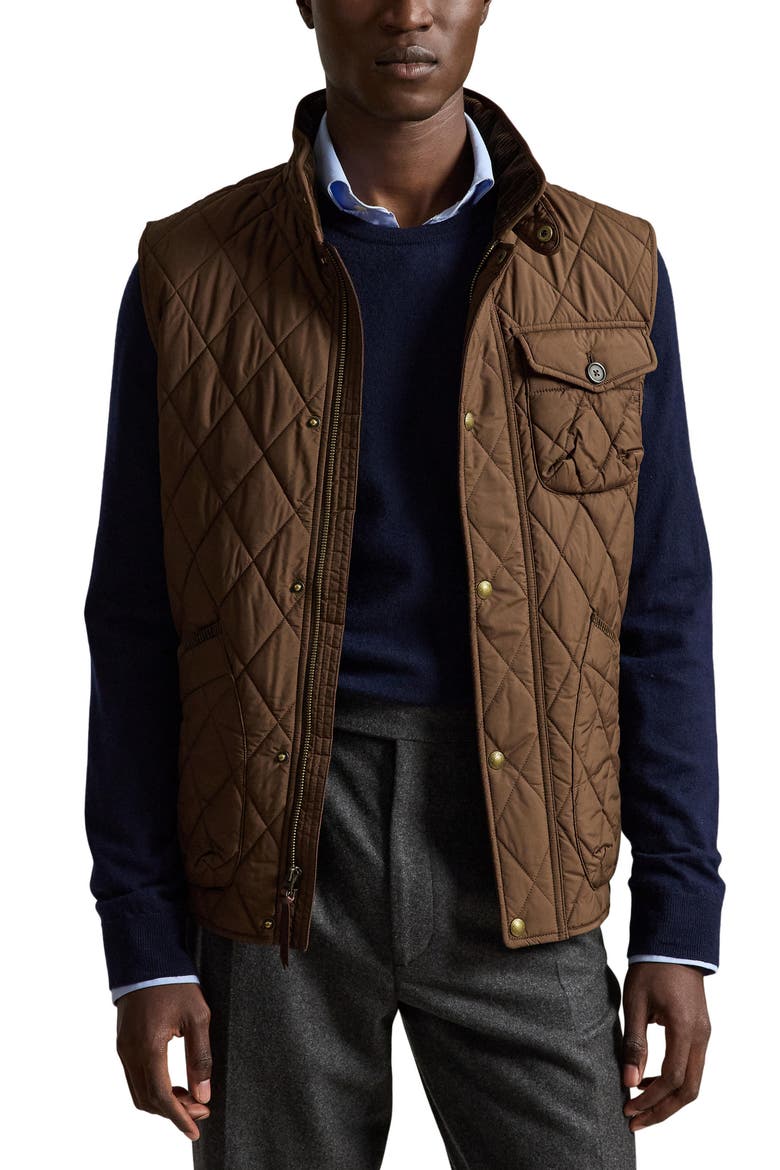 Beaton Quilted Vest, Main, color, BROWN