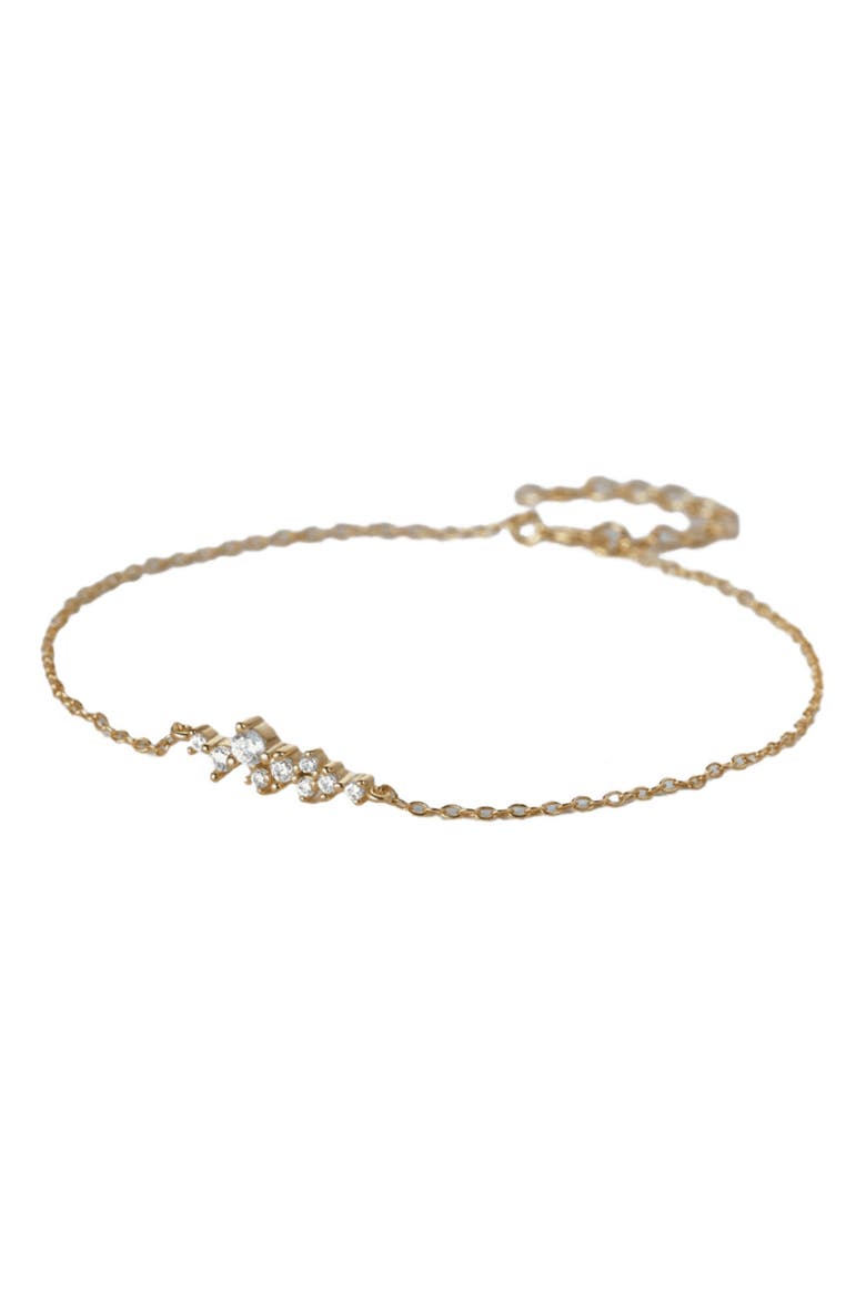 Perla Chain Link Bracelet with Round Cut Cubic Zirconia Cluster, Alternate, color, Gold