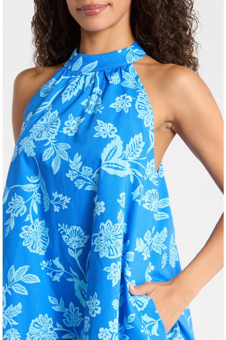 Della Floral Print Ruffle Hem Sleeveless Minidress, Alternate, color, BLUES