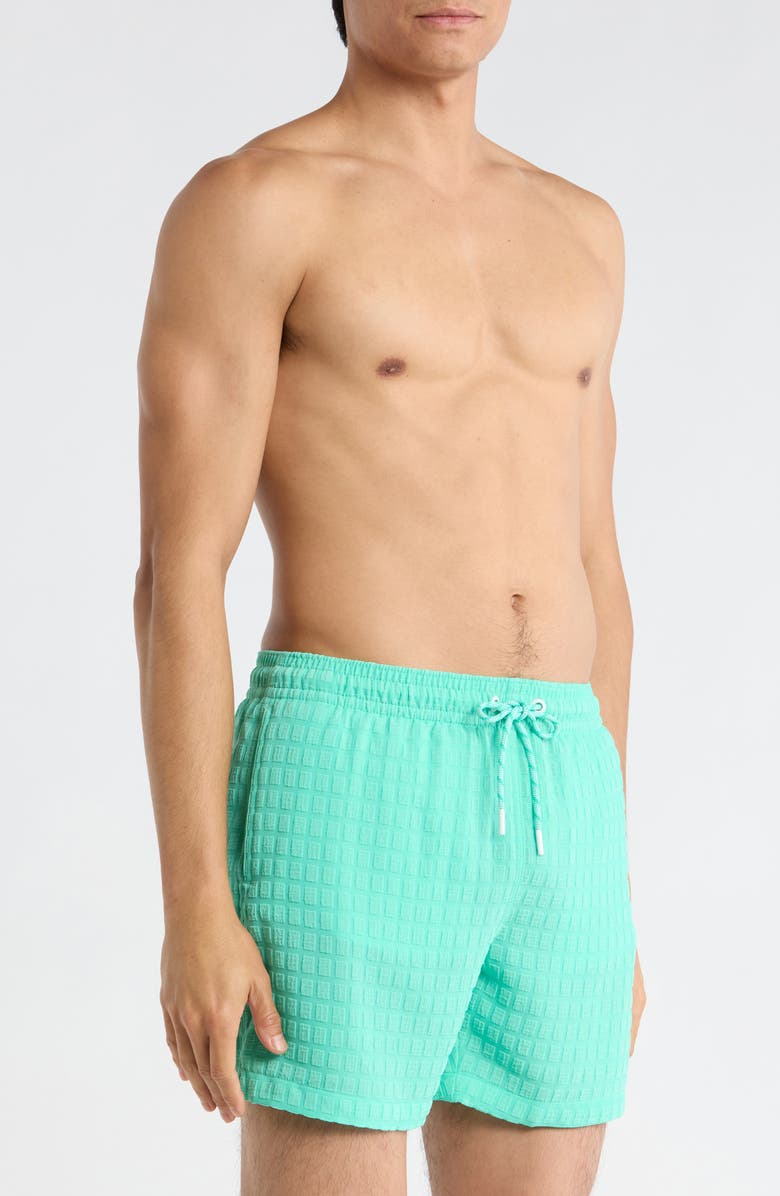 Chubbies The Soft Lagoons 5.5-Inch Grid Textured Swim Trunks, Alternate, color, Teal Solid