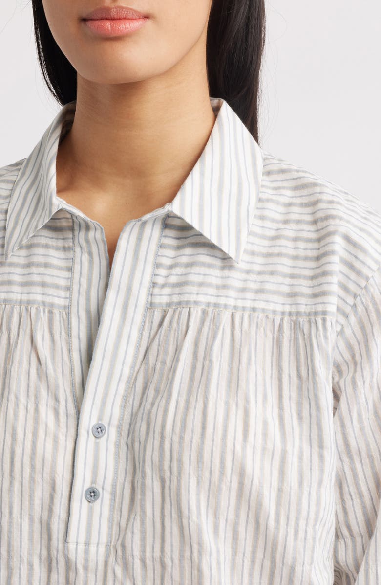 MARGARET O'LEARY Marina Stripe Stretch Cotton Popover Shirt, Alternate, color, 