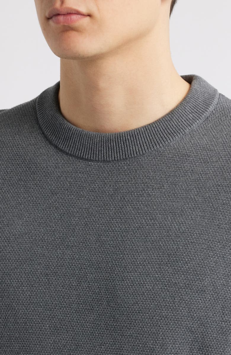 BOSS Ecaio Cotton Piqué Crewneck Sweater, Alternate, color, Medium Grey