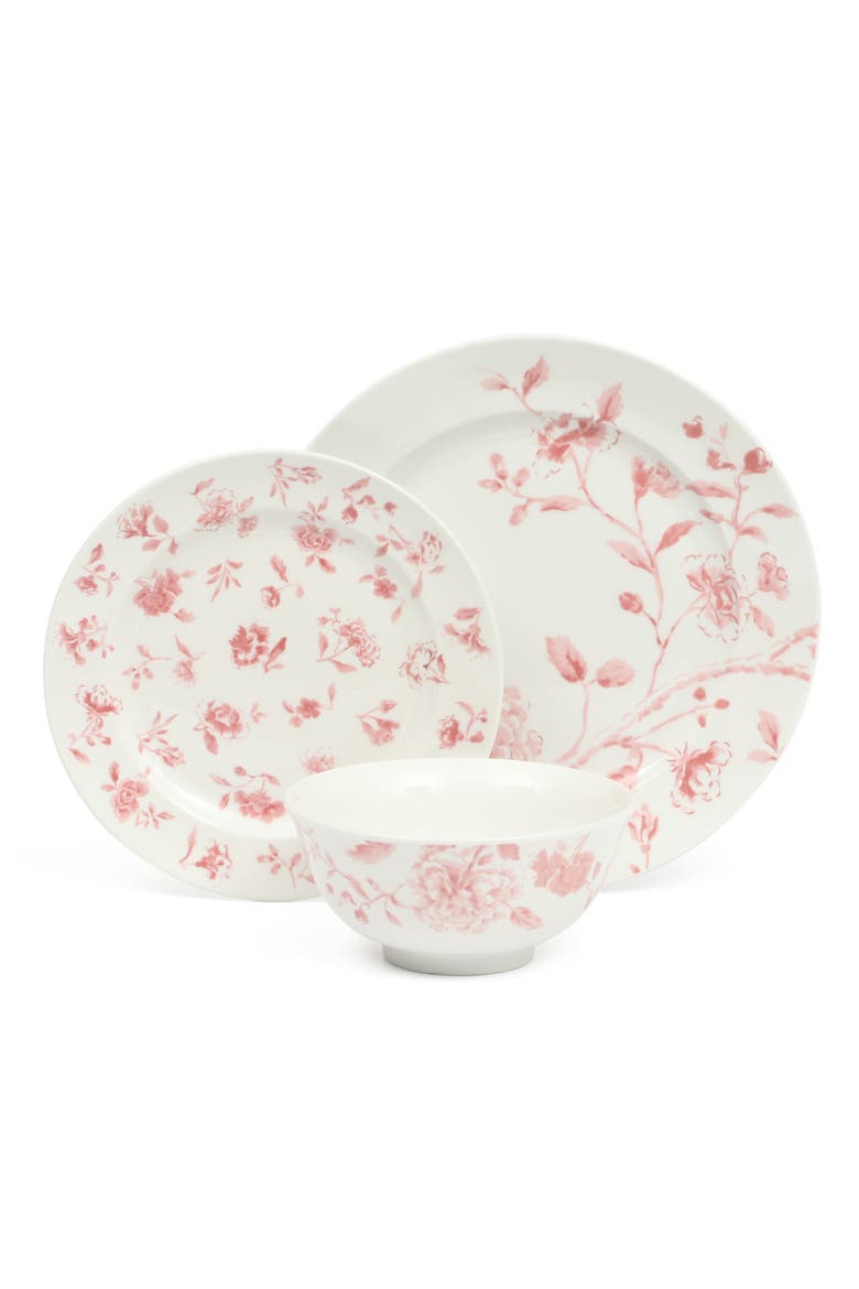 Empress Bouquet Decorated Chip-Resistant Porcelain Dinnerware Set, Alternate, color, Pink Floral
