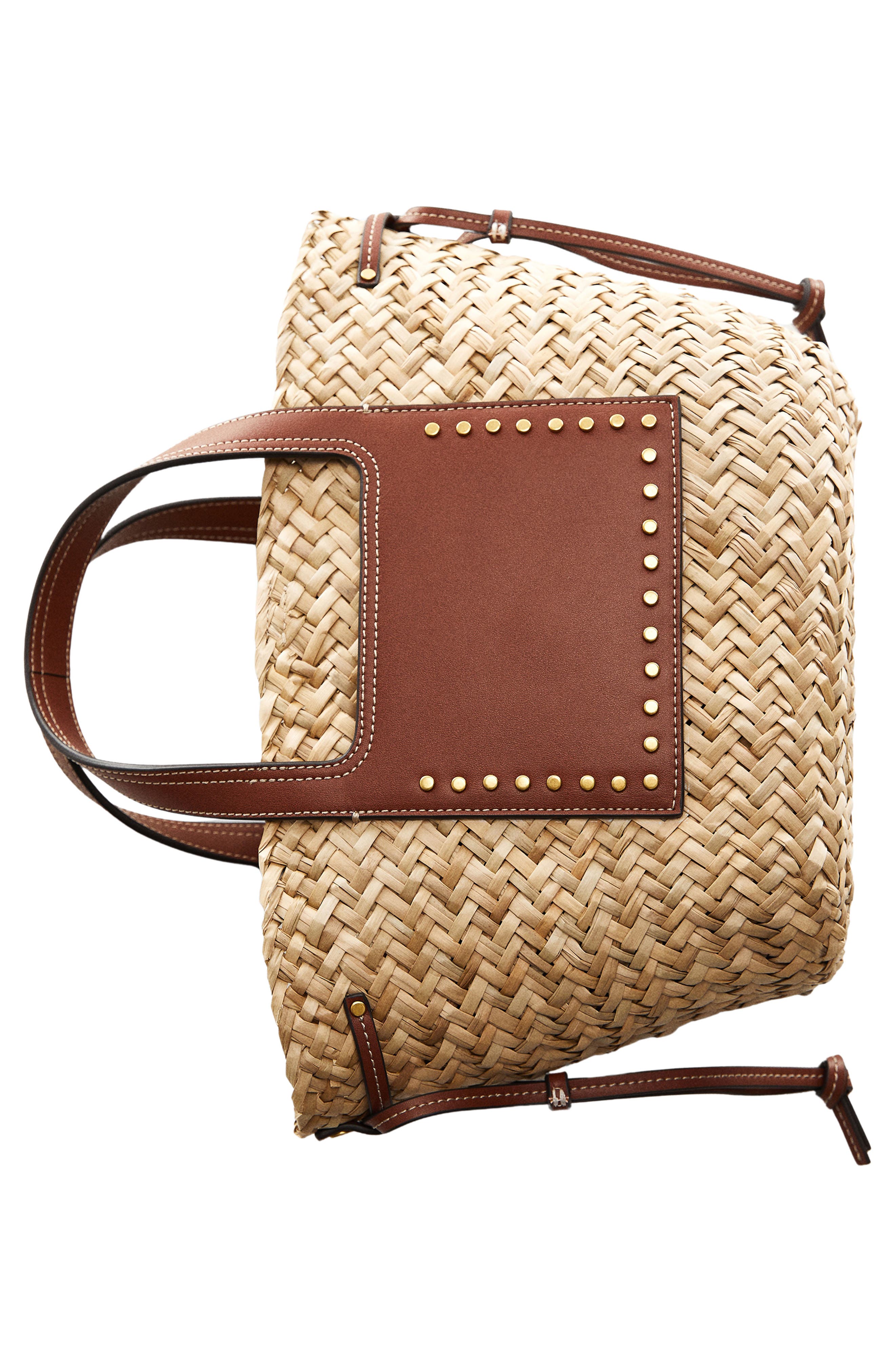 MANGO Taormina Straw Convertible Tote, Alternate, color, 