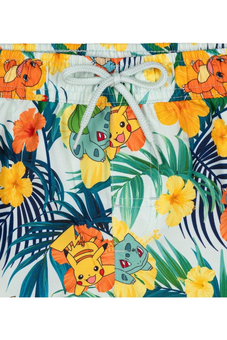 Swimwear 2-piece Camp Shirt And Swim Trunks Set (little Kid & Big Kid), Alternate, color, Pikachu Squirtle Green