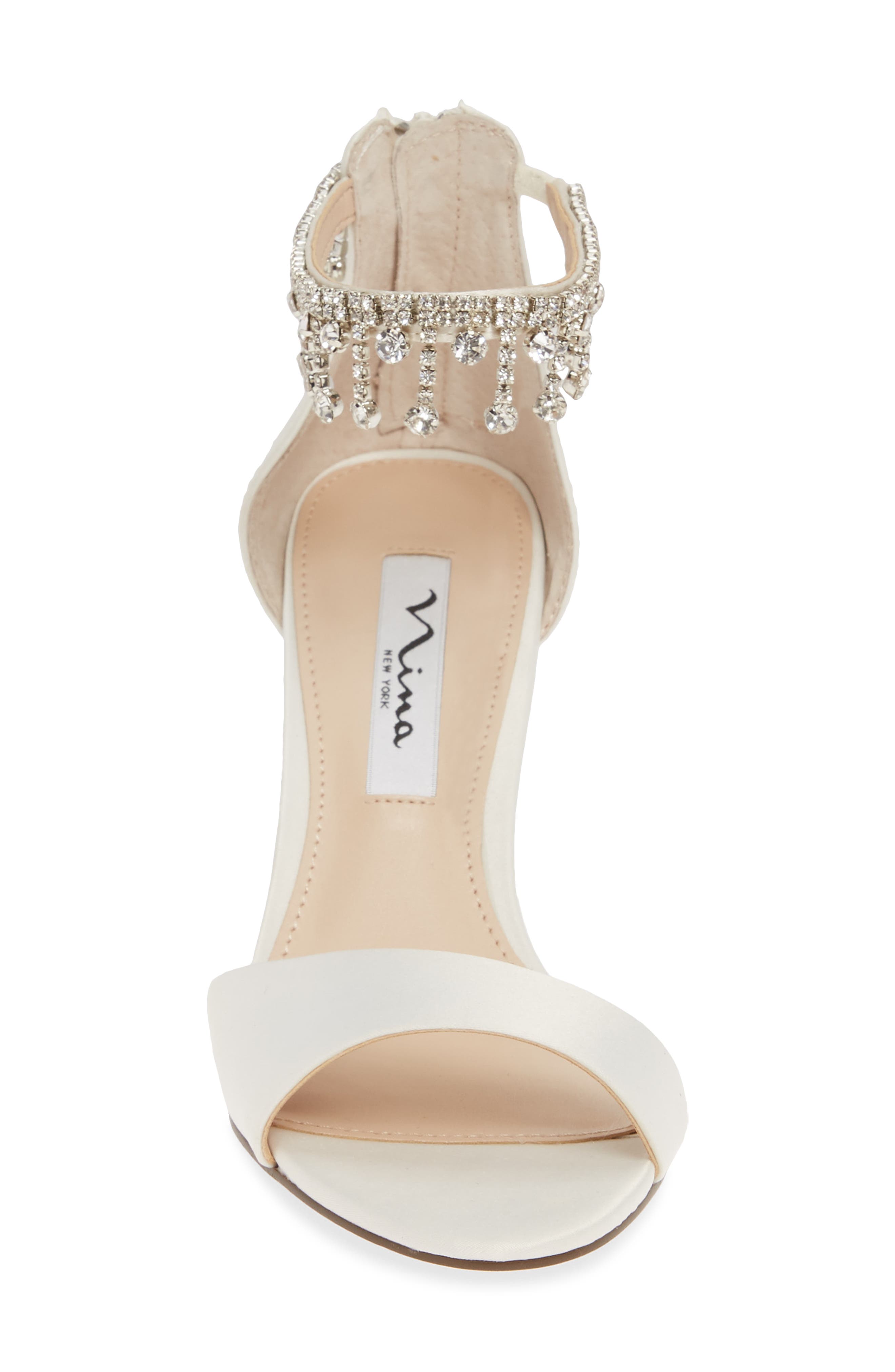 Vera Embellished Ankle Strap Sandal, Alternate, color, IVORY SATIN