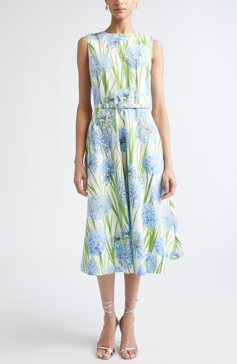 Oscar de la Renta Allium Cotton Poplin Dress, Main, color, Blue/ White
