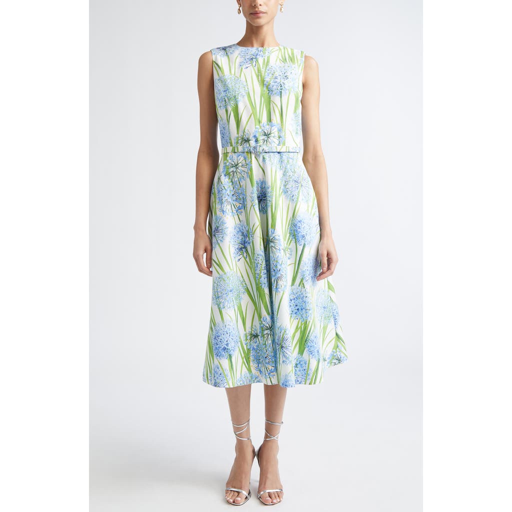 Oscar de la Renta Allium Cotton Poplin Dress in Blue/White  product