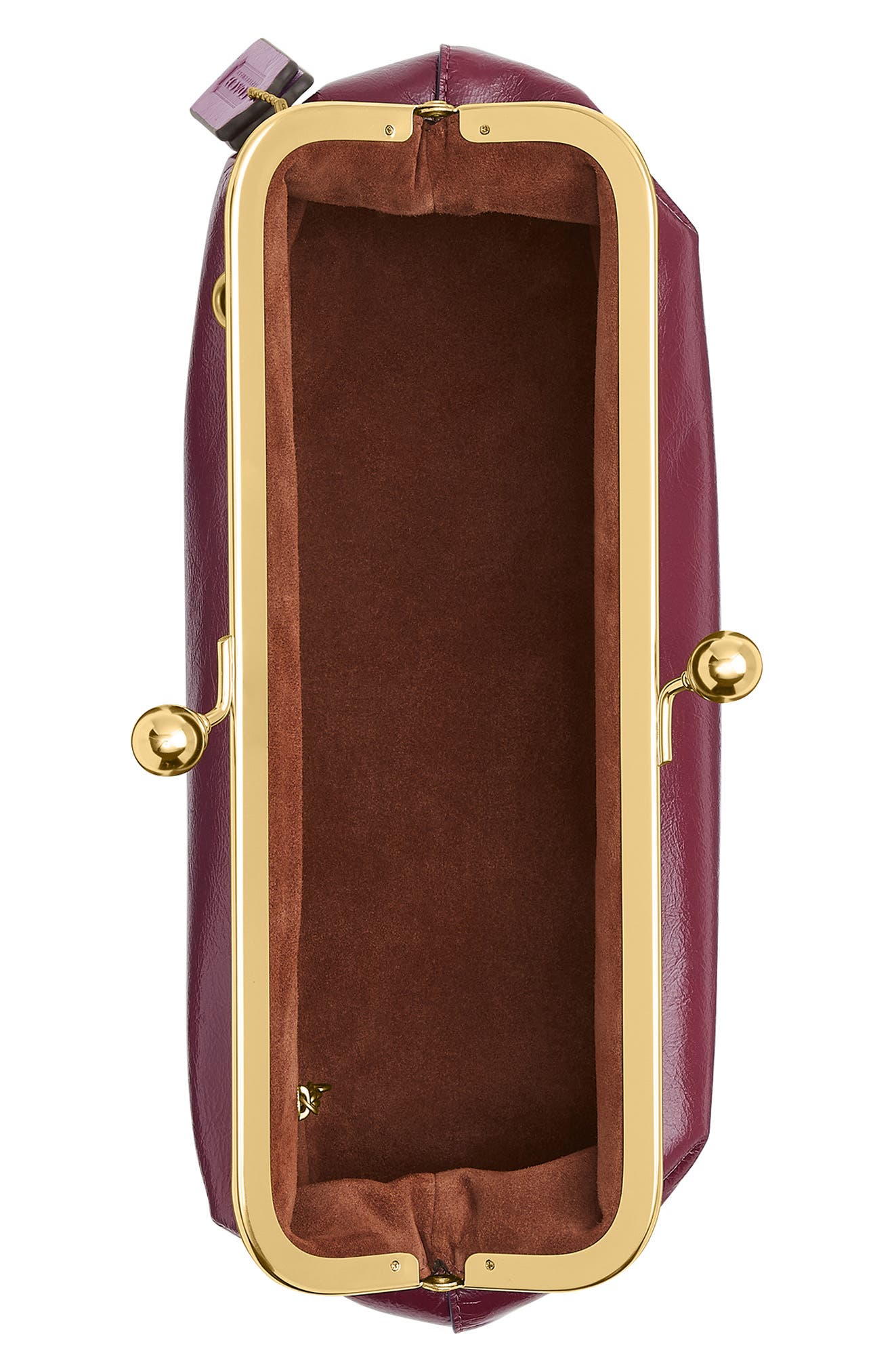 Kisslock Frame Bag 30 Glazed Leather Clutch, Alternate, color, B4/ DARK CHERRY