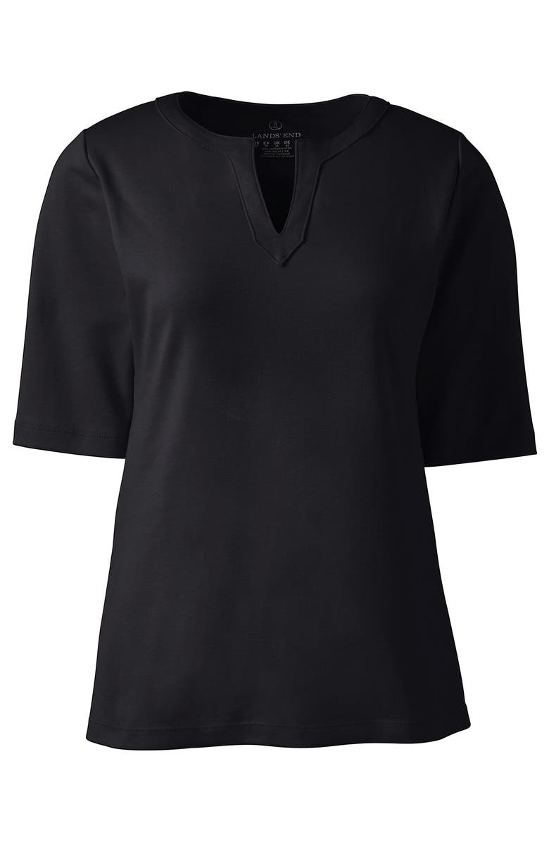 Lands' End Cotton Polyester Modern Half Sleeve Splitneck, Alternate, color, 