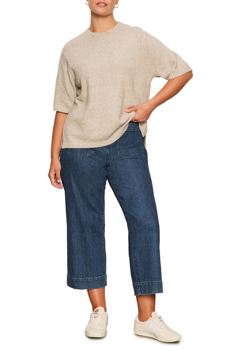 Sanctuary The Marine High Waist Patch Pocket Crop Jeans, Alternate, color, Aspen Blue