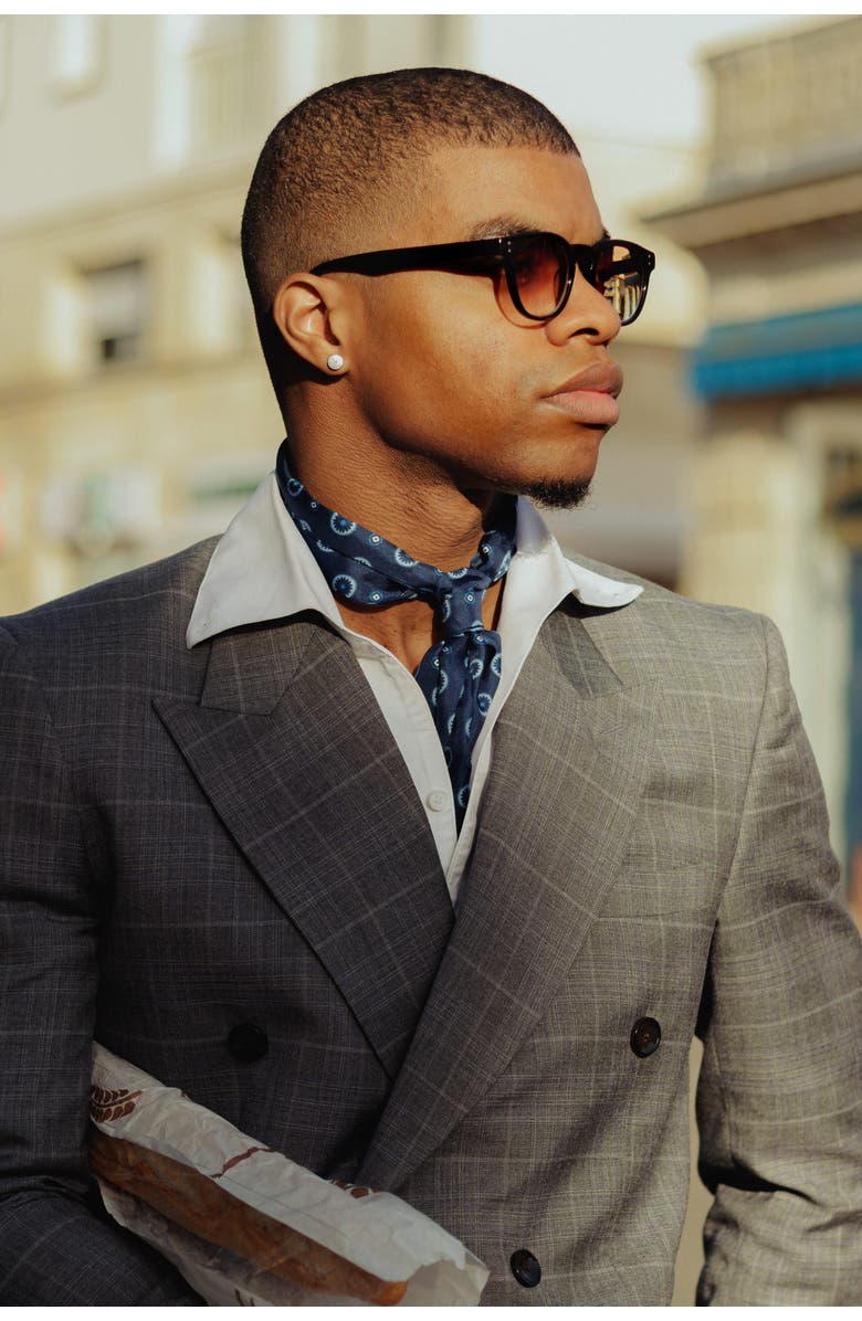 Elizabetta Burano - Silk Ascot Cravat Tie for Men, Alternate, color, Blue