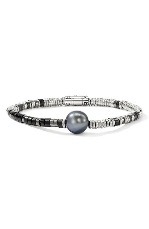 Heishi Freshwater Pearl & Bead Silver Bracelet