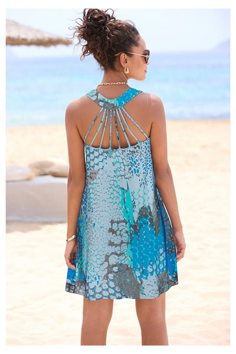 Women's Strappy Detail Dress, Alternate, color, Blue Multi