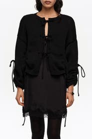 Bimba y Lola Ruched Tie Cardigan