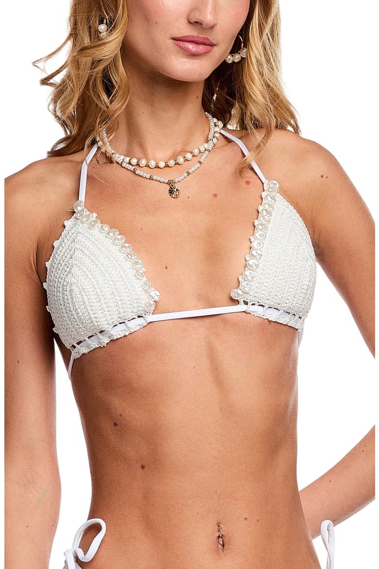 Trinidad Imitation Pearl Bikini Top, Main, color, WHITE