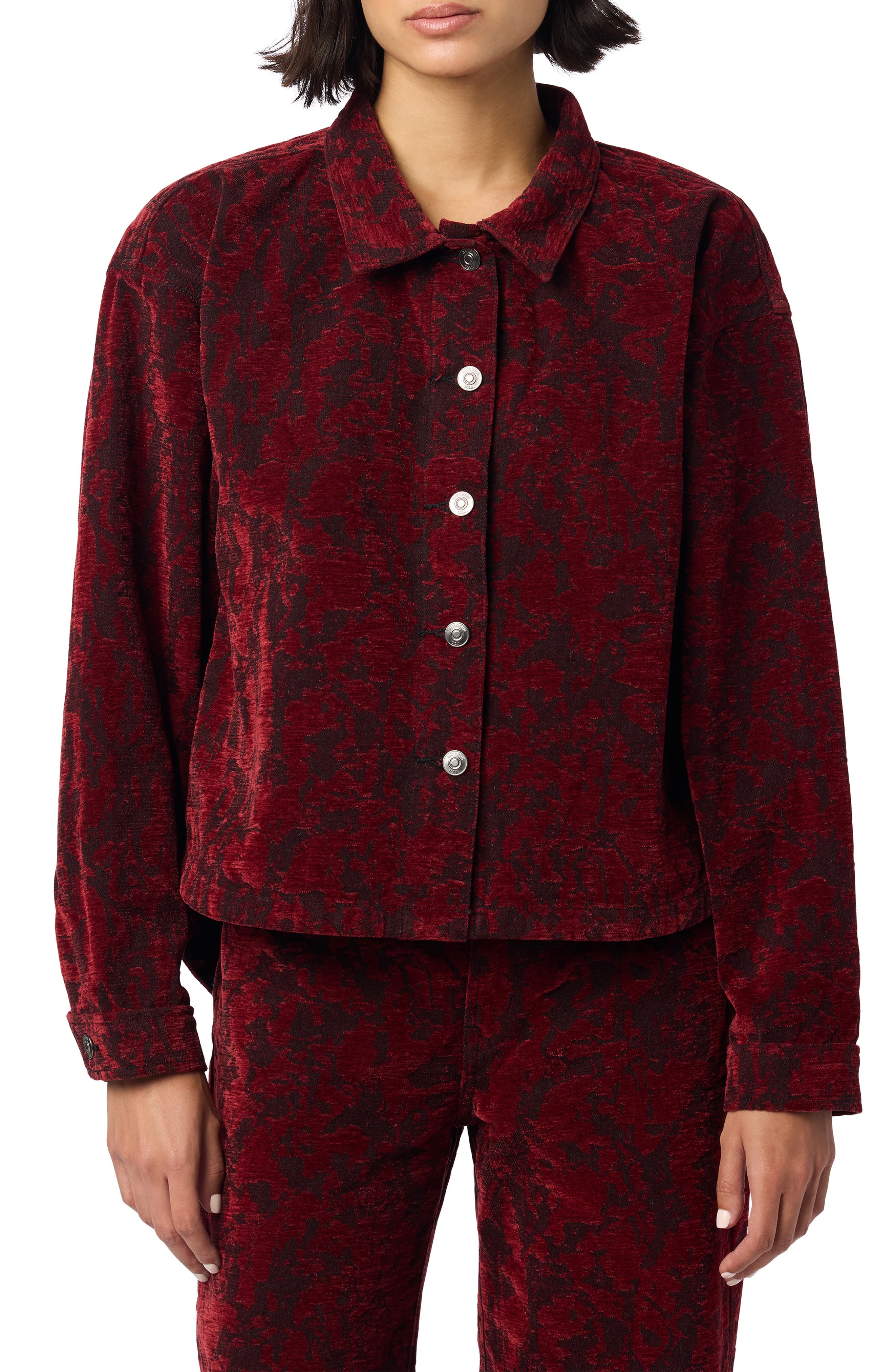 Floral Cropped Shirt Jacket