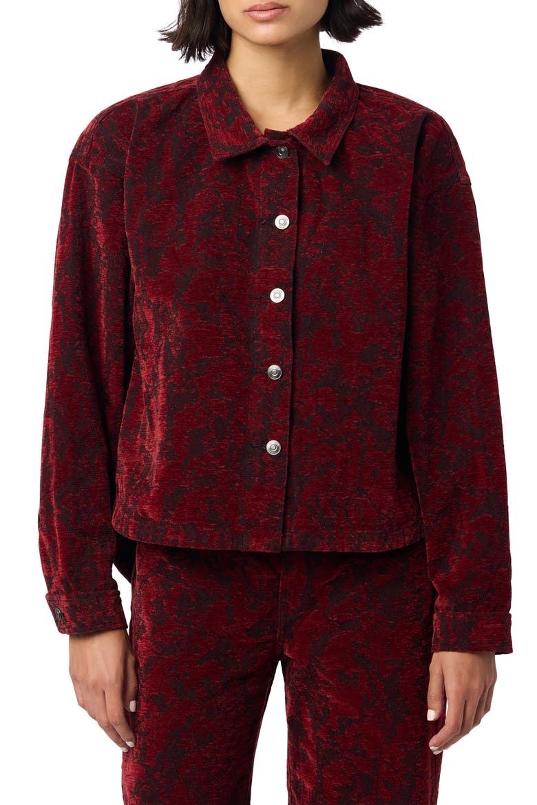 Floral Cropped Shirt Jacket, Main, color, DARK CHALET