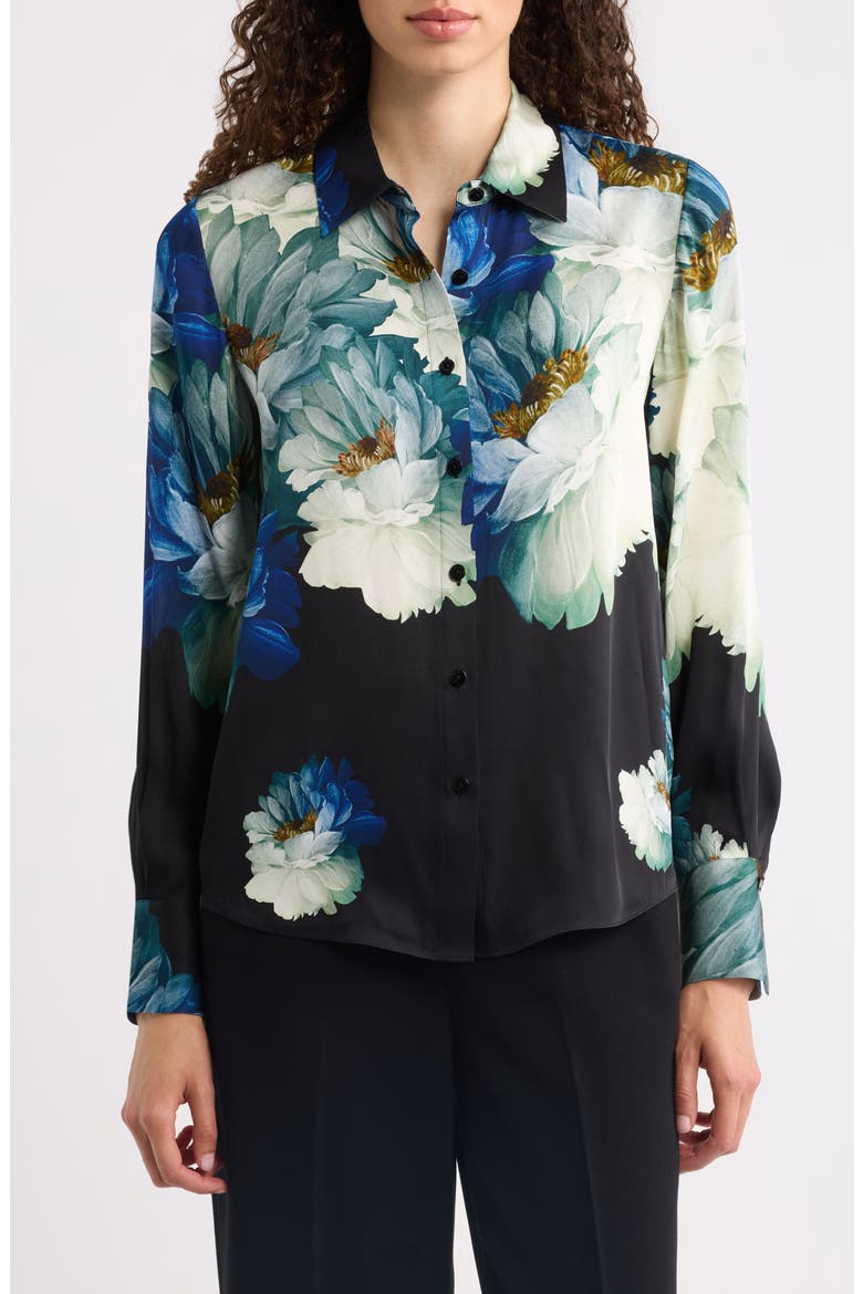 The Madeline Print Silk Blend Shirt, Main, color, TWILIGHT FLORAL