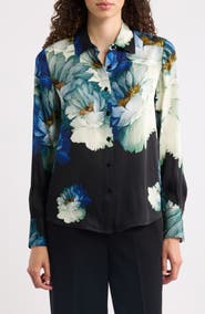 Elie Tahari The Madeline Print Silk Blend Shirt